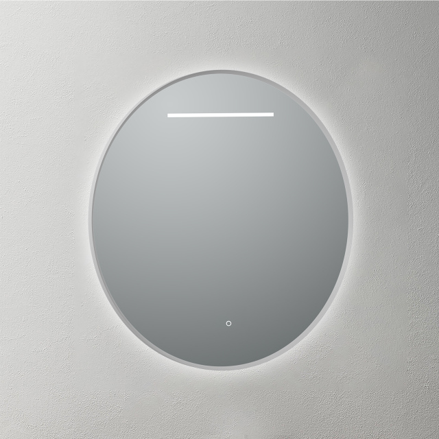 Mosmile Beveled Frame Round Illuminated Bathroom Mirror LUCY-R092