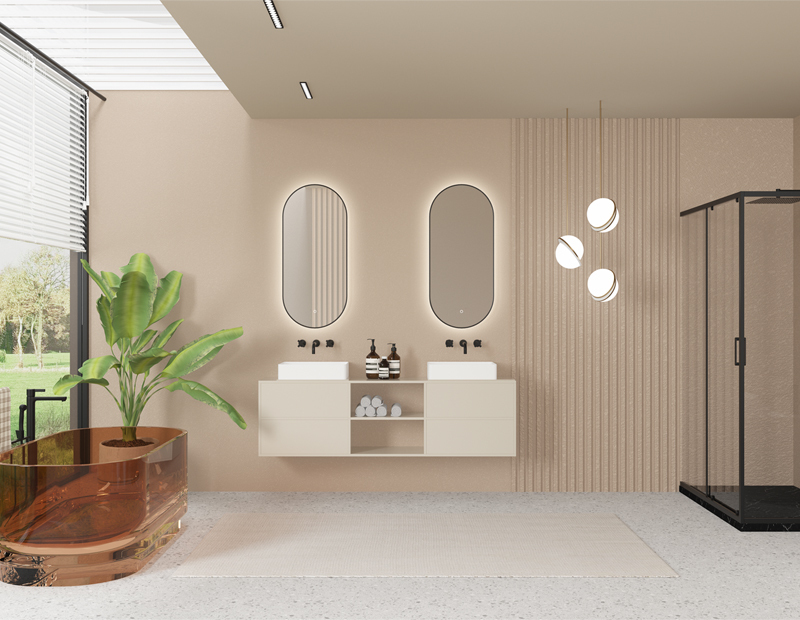 Mosmile Pill 10MM Corvered Framed Bathroom Illuminated Mirror RACEE-5105