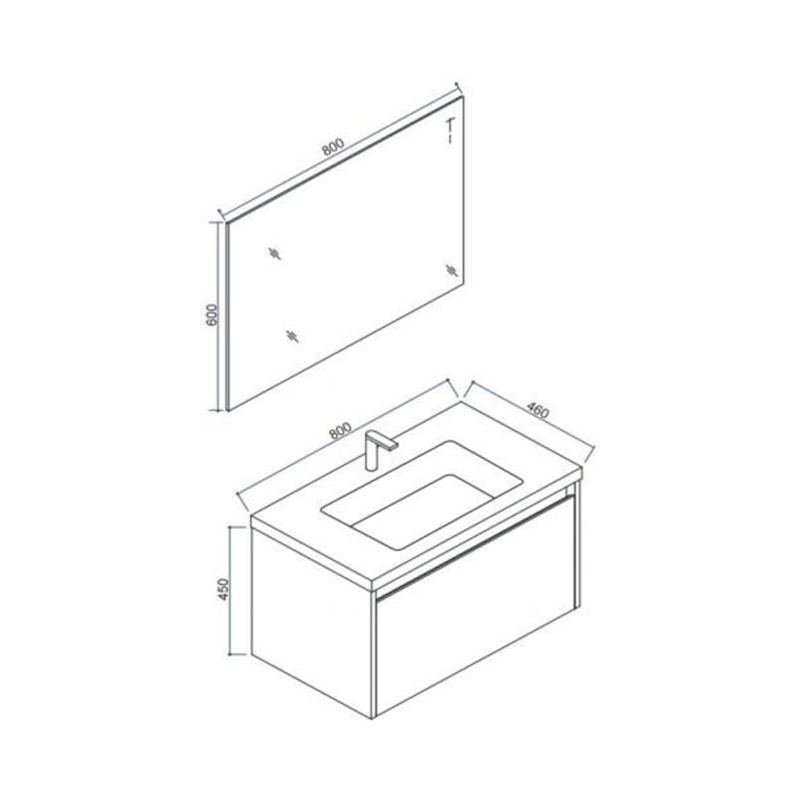 Mosmile 800mm Wall Mount Modern Bathroom Cabinet WENDY