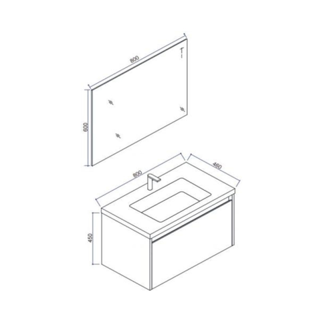 Mosmile 800mm Wall Mount Modern Bathroom Cabinet WENDY
