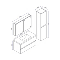 Mosmile 1000mm Wall Mount Hotel Bathroom Cabinet OLINA