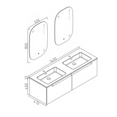 Mosmile 1400mm  Modern Hotel Bathroom Cabinet MITRA