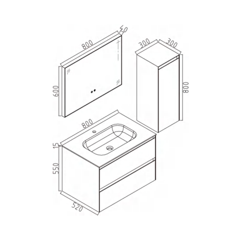 Mosmile 800mm European Hotel Bathroom Vanity FILA