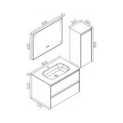 Mosmile 800mm European Hotel Bathroom Vanity FILA