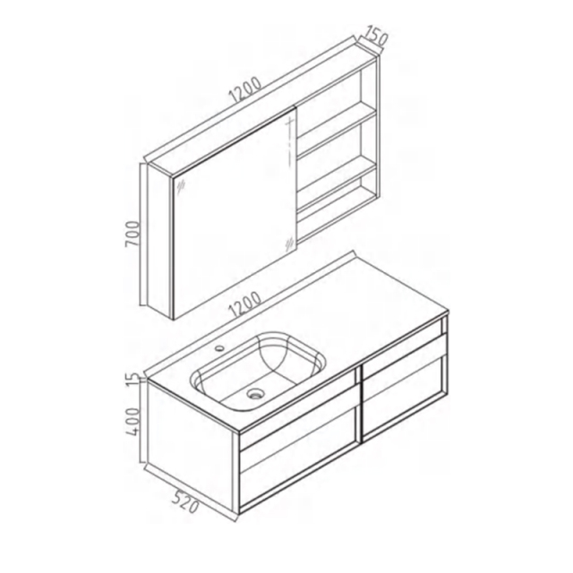 Mosmile 1200mm European Hotel Bathroom Cabinet SERA