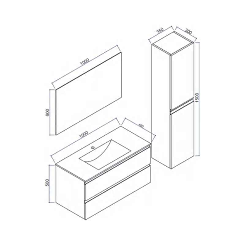 Mosmile 1200mm Wall Mount Hotel Bathroom Cabinet ANIMA