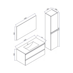Mosmile 1200mm Wall Mount Hotel Bathroom Cabinet ANIMA