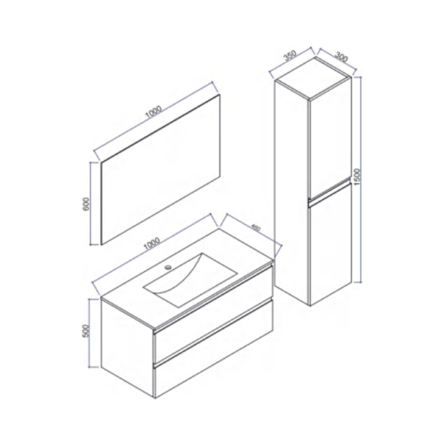 Mosmile 1200mm Wall Mount Hotel Bathroom Cabinet ANIMA