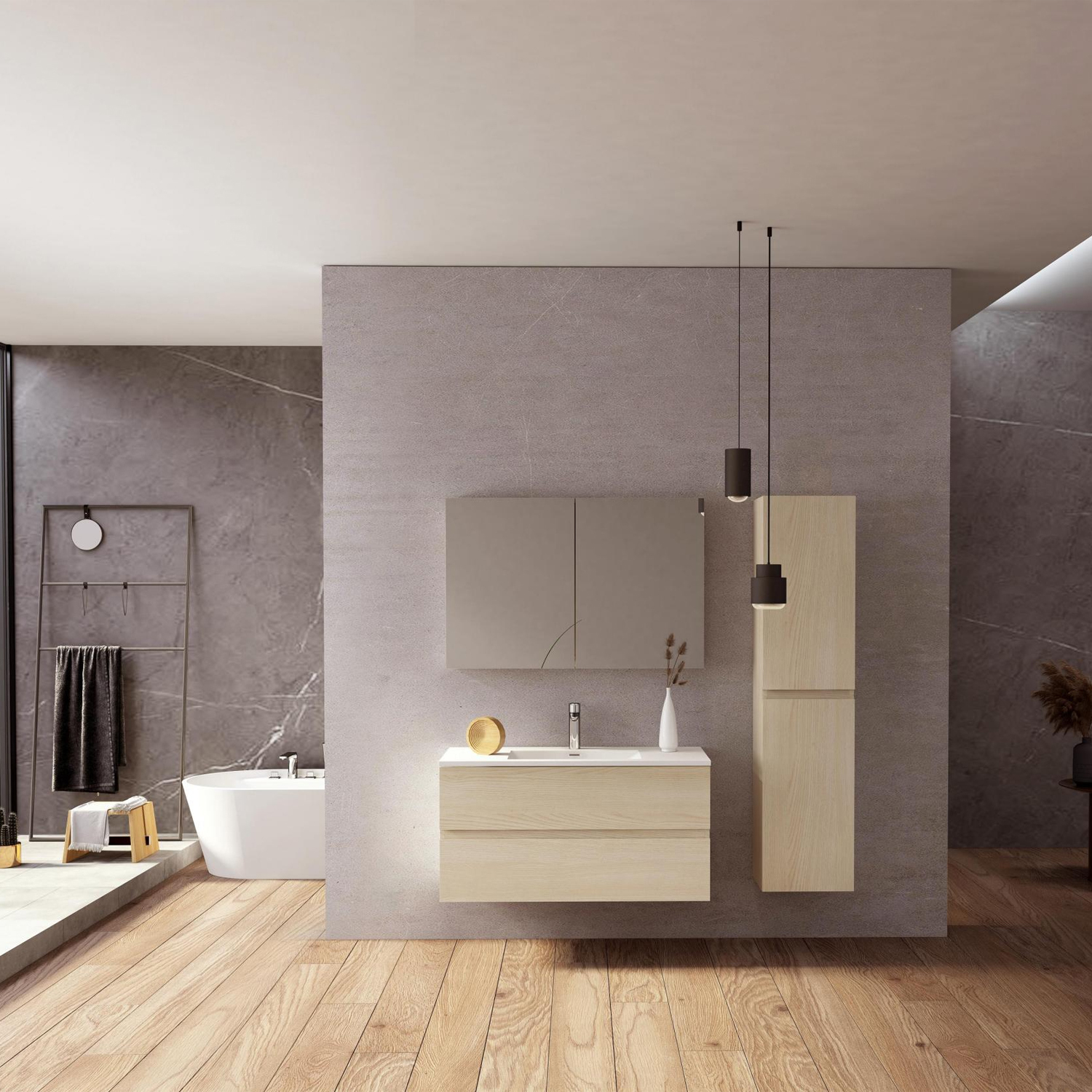 Mosmile 48inch Wall Mount Modern Bathroom Cabinet ALICE