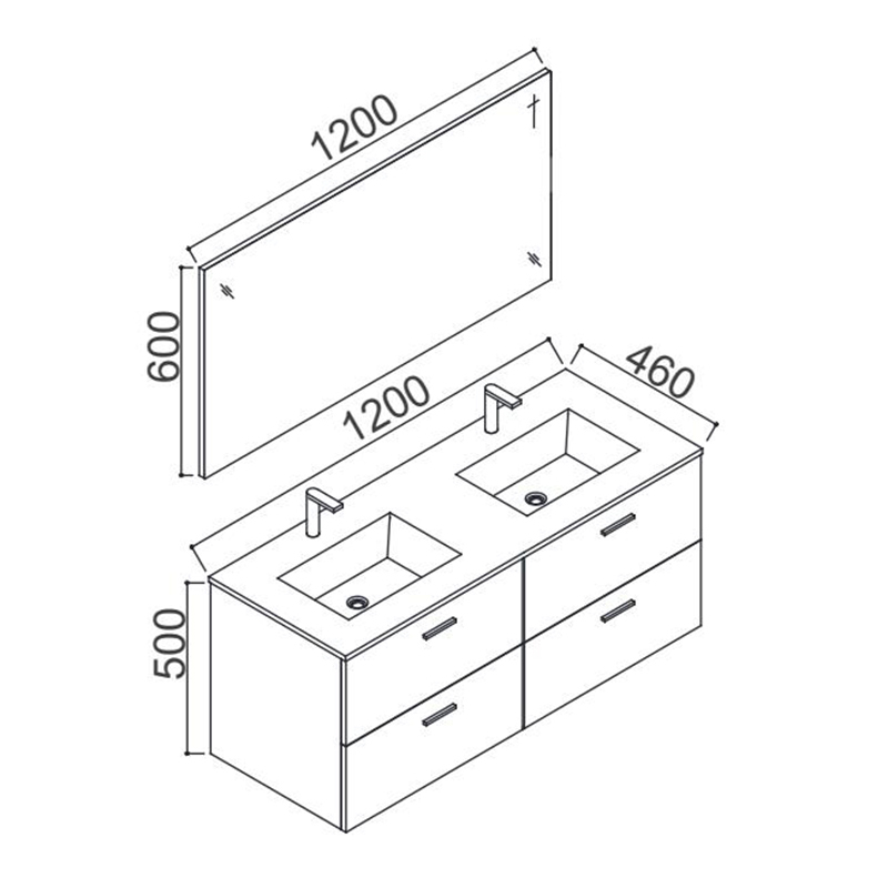 Mosmile 1200mm 48 inch Hotel Bathroom Cabinet ELSA