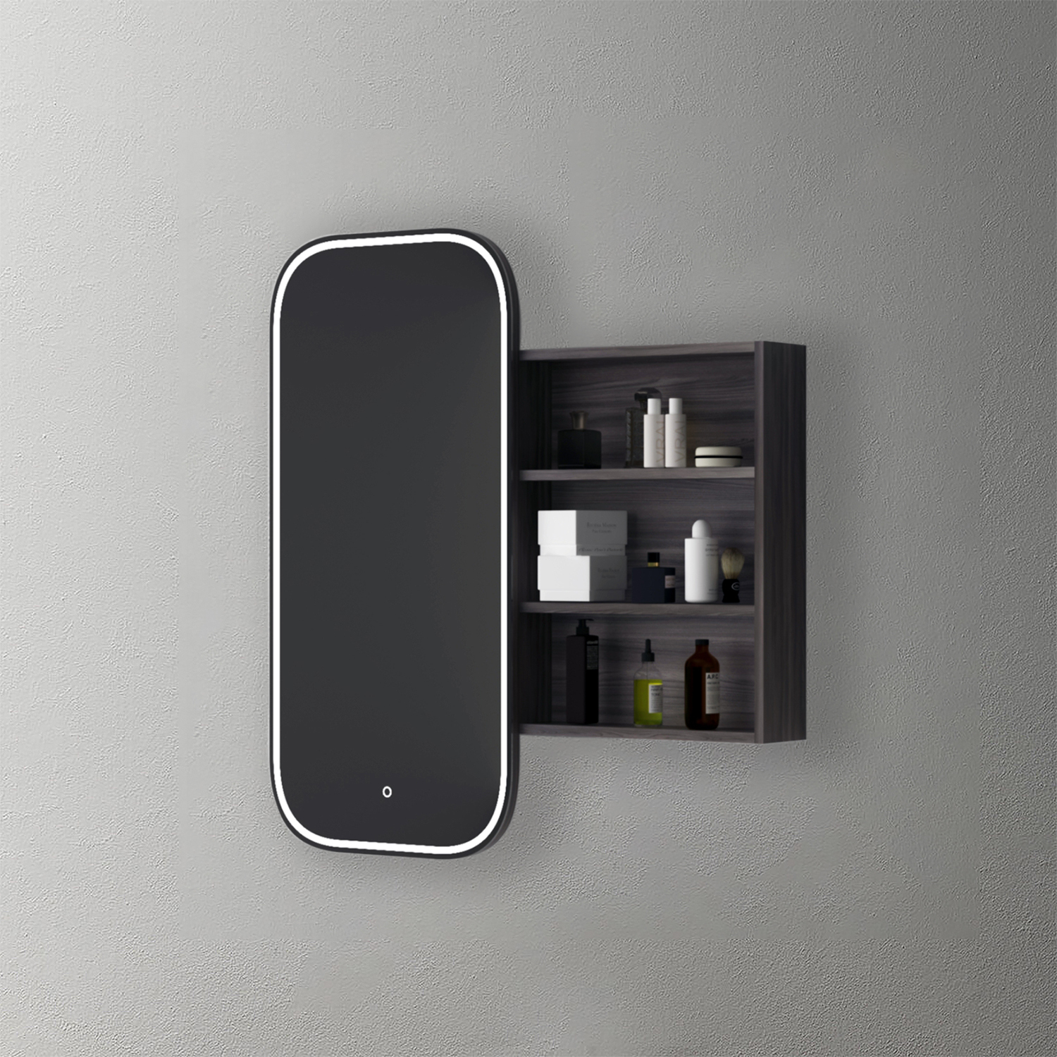 Mosmile Wooden Round-corner LED Bathroom Mirror Cabinet C105W1002