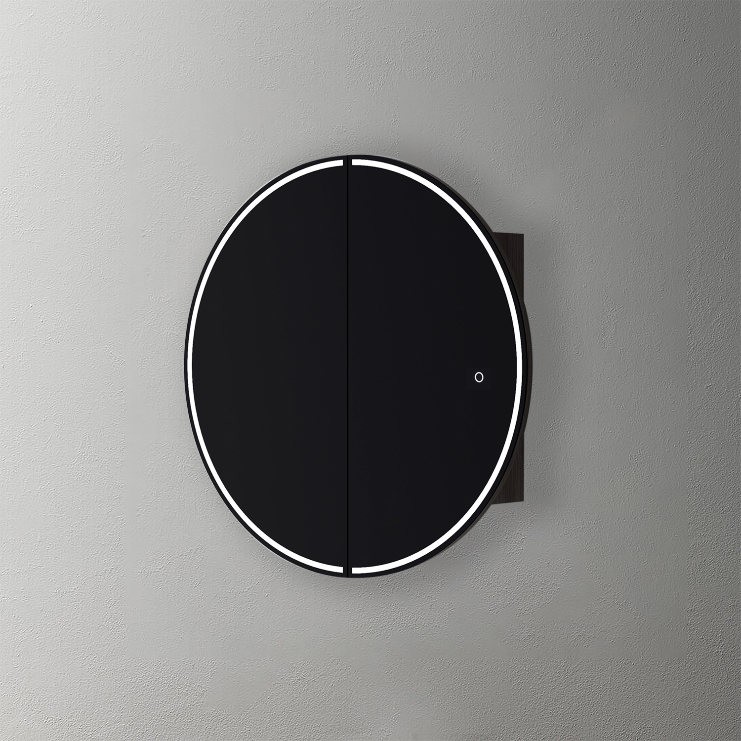Mosmile Anti-fog Wooden Bathroom Lighted Round Mirror Cabinet C102W1003