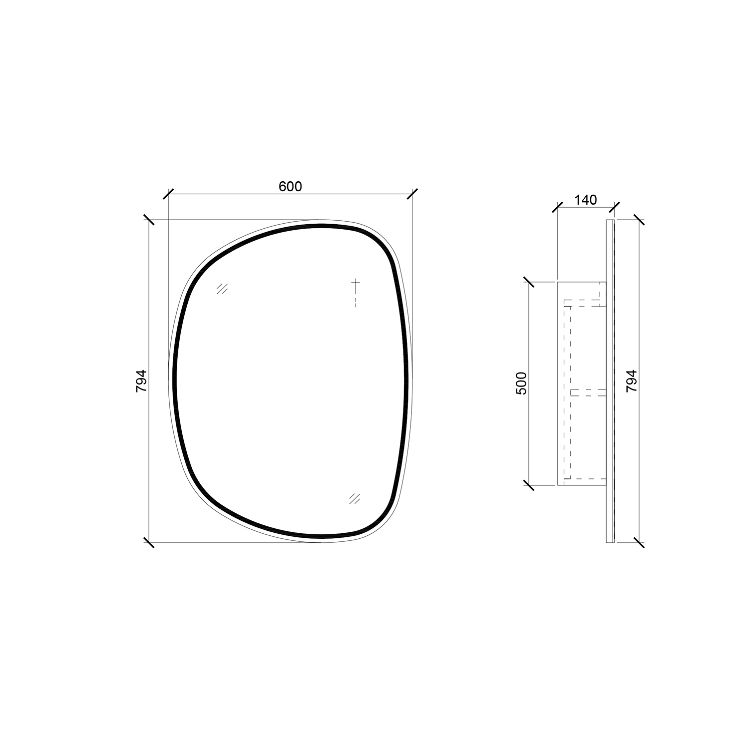 Mosmile Irregular Wooden Bathroom LED Mirror Cabinet C106W1002