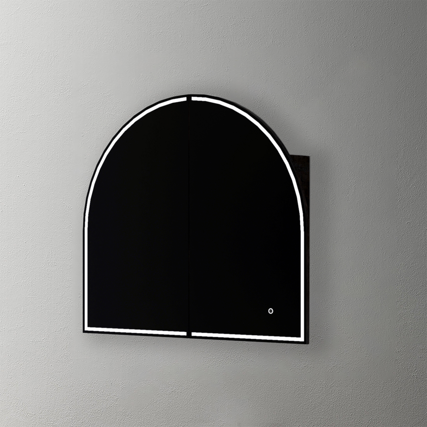 Mosmile 2 Doors Lighted Wooden Bathroom Arch Mirror Cabinet C203W1004