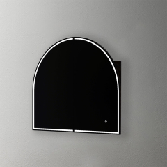 Mosmile 2 Doors Lighted Wooden Bathroom Arch Mirror Cabinet C203W1004