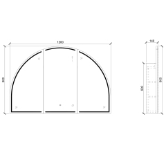 Mosmile 3 Doors Lighted Wooden Bathroom Arch Mirror Cabinet C303W1004