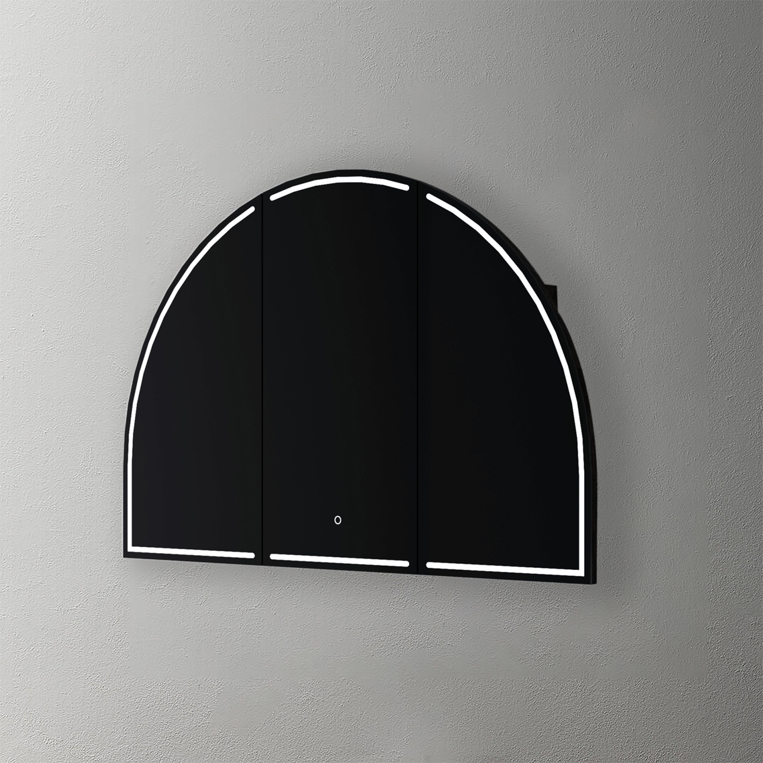 Mosmile 3 Doors Lighted Wooden Bathroom Arch Mirror Cabinet C303W1004