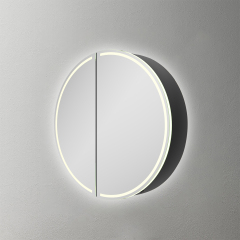 Mosmile Round Wooden LED Bathroom Mirror Cabinet C102W1006