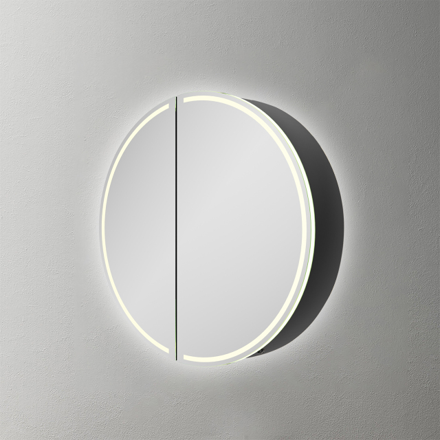Mosmile Round Wooden LED Bathroom Mirror Cabinet C102W1006