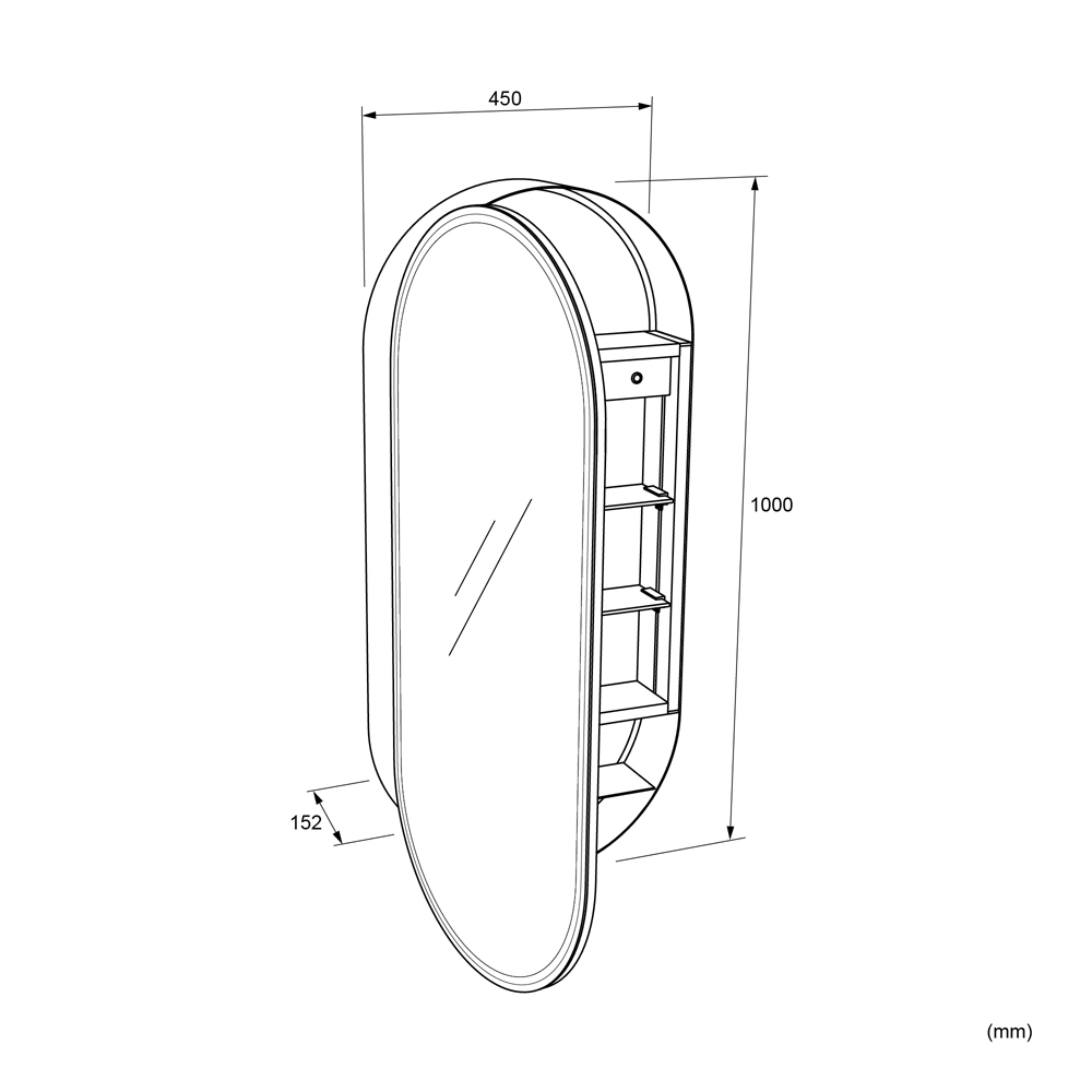 Mosmile Wooden LED Lighting Pill Bathroom Mirror Cabinet C104W1008