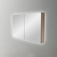 Mosmile 2 Doors Wooden LED Bathroom Mirror Cabinet C201W1003