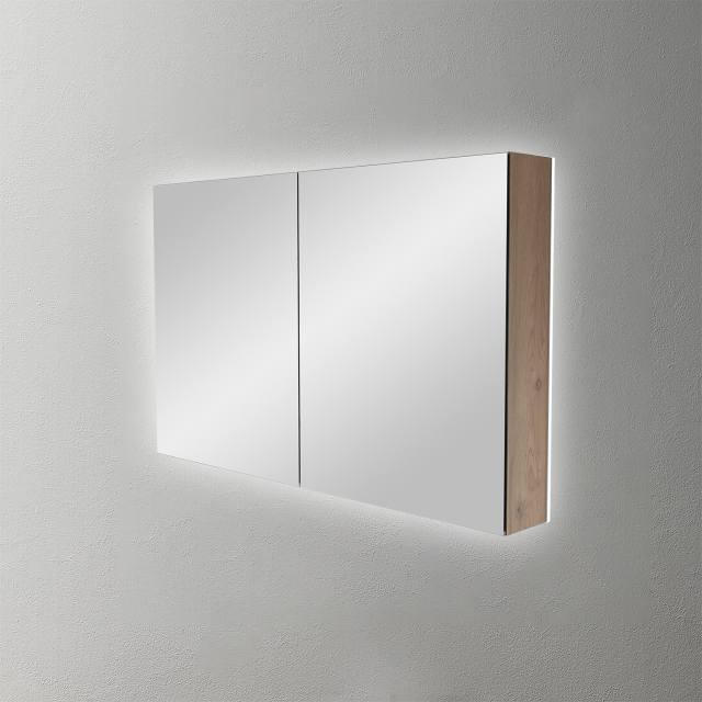 Mosmile 2 Doors Wooden LED Bathroom Mirror Cabinet C201W1003