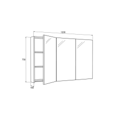 Mosmile 3 Doors LED Wooden Bathroom Mirror Cabinet C301W1003