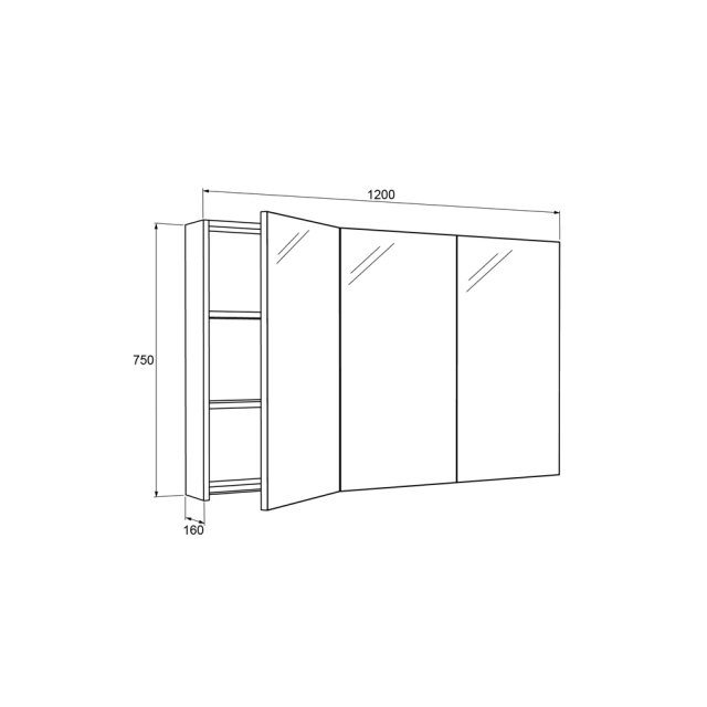 Mosmile 3 Doors LED Wooden Bathroom Mirror Cabinet C301W1003