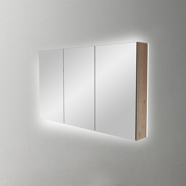 Mosmile 3 Doors LED Wooden Bathroom Mirror Cabinet C301W1003