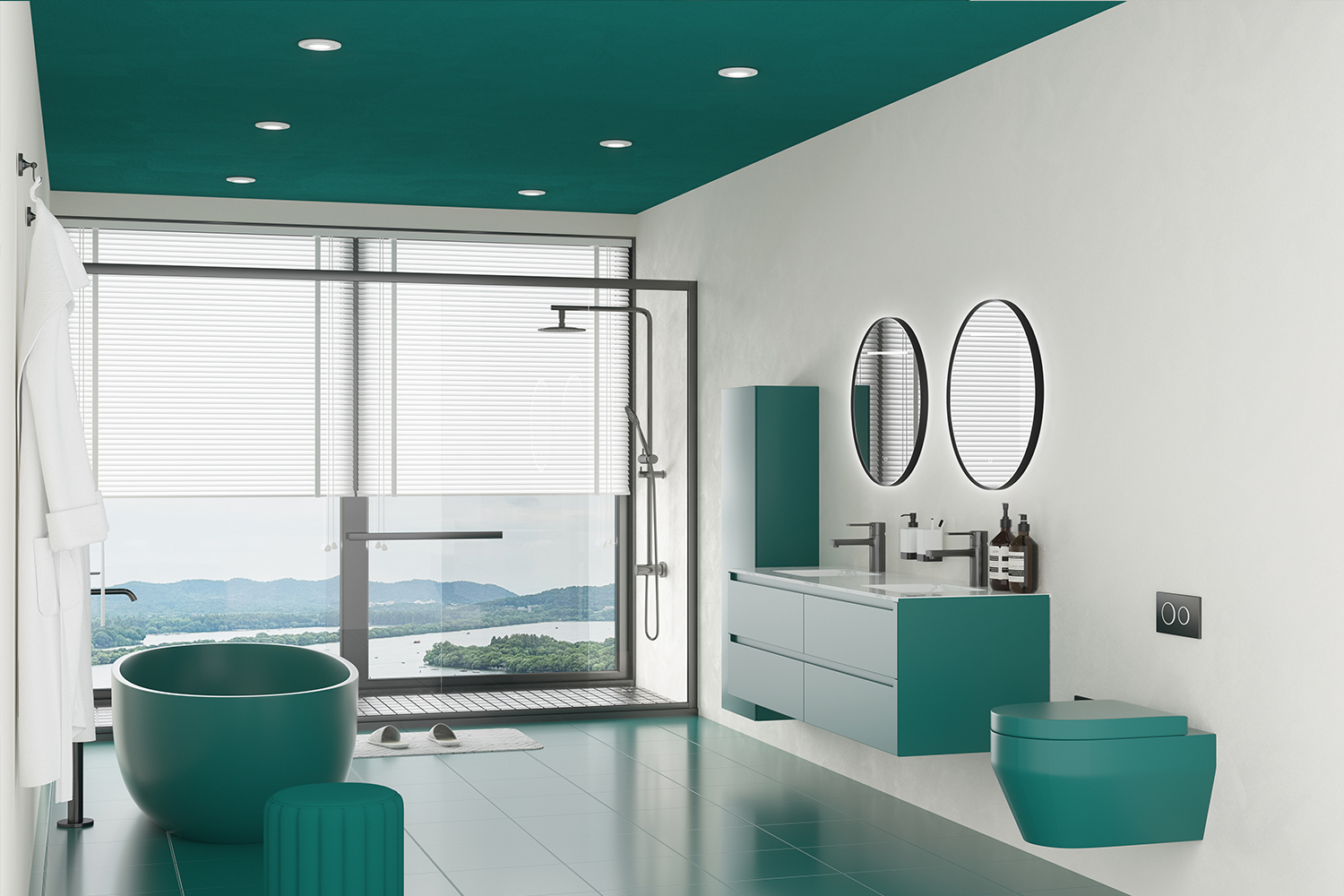 Mosmile Beveled Frame Round Illuminated Bathroom Mirror LUCY-R092