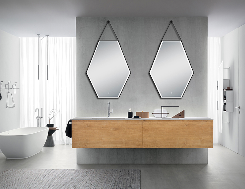 Mosmile Wall Framed Illuminated Smart Bathroom LED Mirror HEXAGON-S036