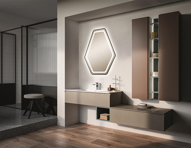 Mosmile Defogging Irregular Framed Smart Bathroom LED Mirror HEXAGON-S037