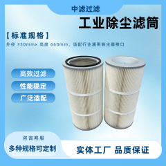 中滤过滤 厂家定制 ZL350*660PT 除尘滤筒 工业集尘器专用滤芯 高效粉尘回收滤筒