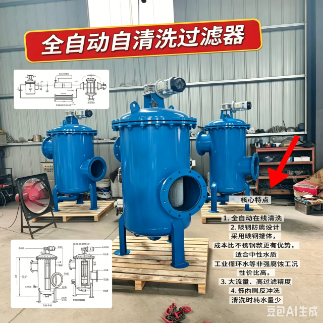 中滤科技 全自动自清洗过滤器 碳钢防腐工业循环水大流量刷式自动排污过滤器 可定制