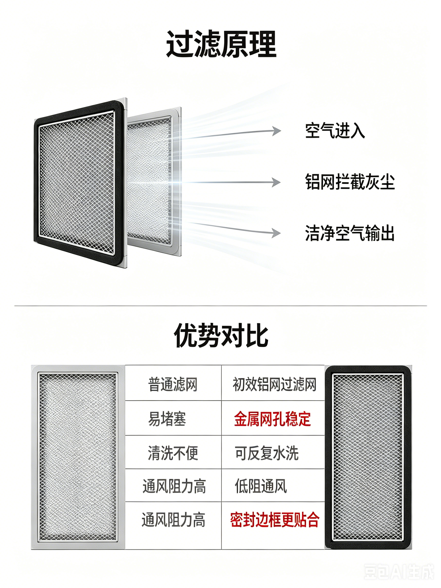 中滤科技 长方形圆角金属护网过滤网 工业通风设备板式滤芯 HEPA 活性炭复合滤网厂家