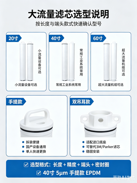 中滤过滤反渗透保安过滤器大流量滤芯 5μm 纯水设备大通量折叠滤芯 厂家现货