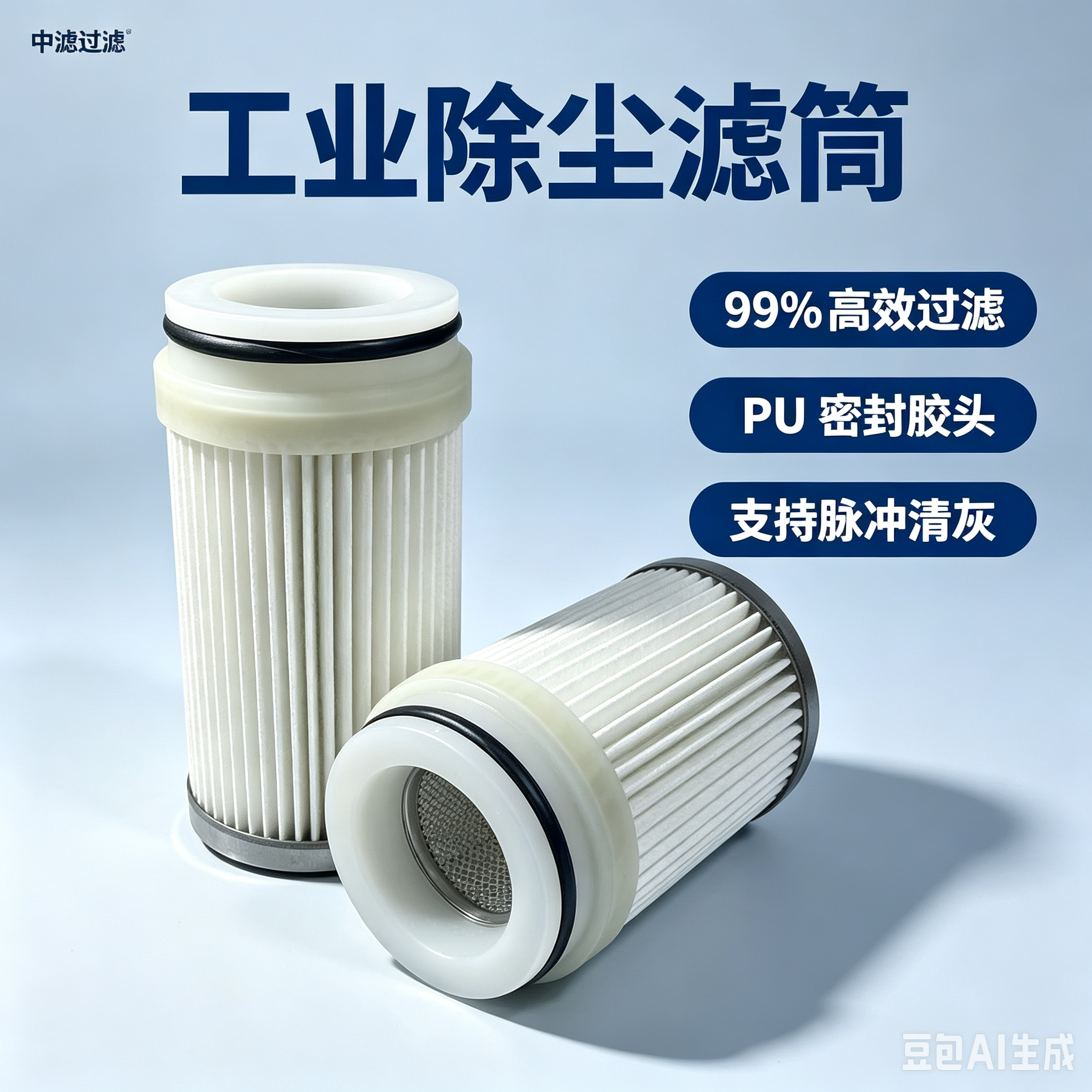 中滤过滤 源头厂家工业除尘滤筒 脉冲清灰粉尘回收滤芯 打磨矿山木工集尘过滤筒可定制