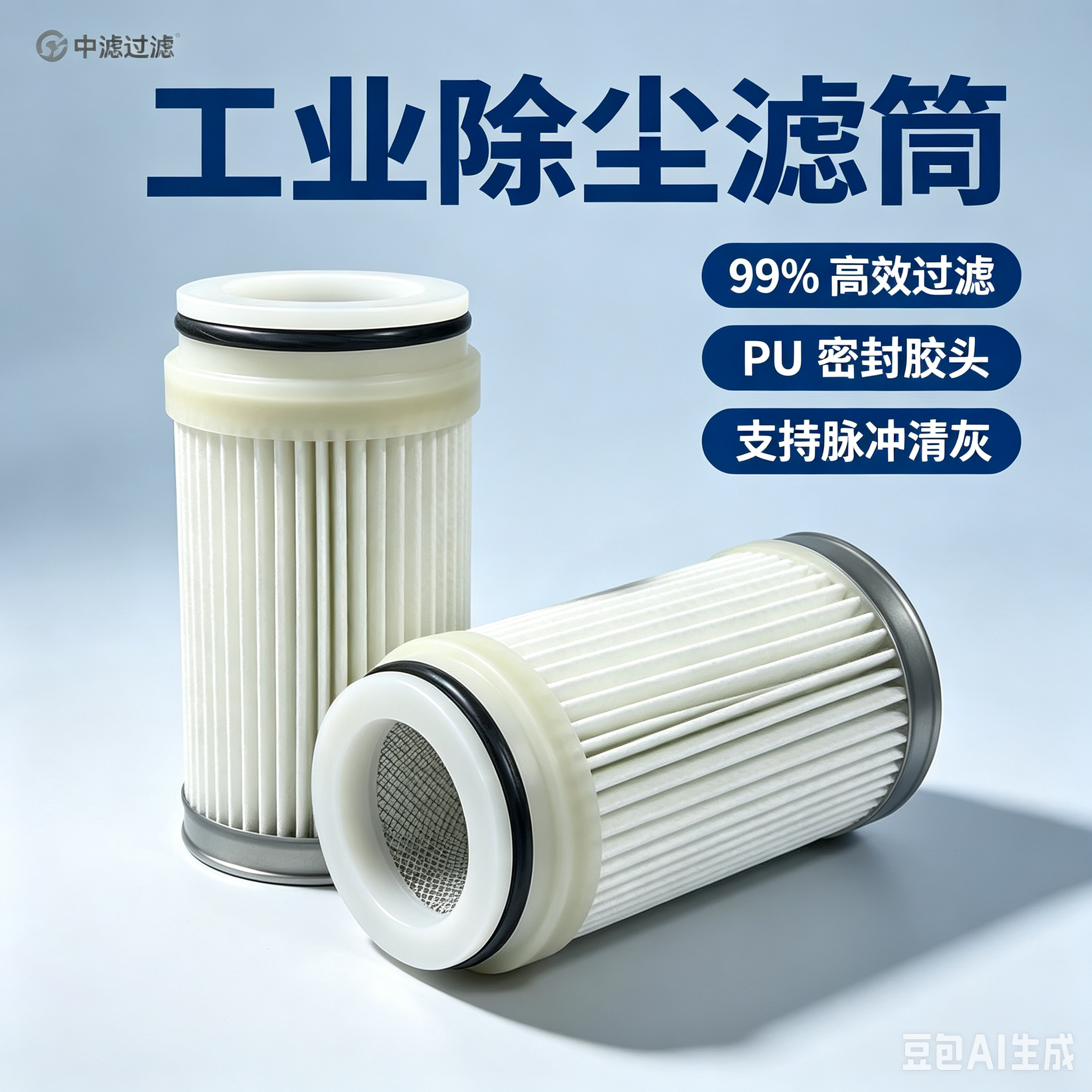 中滤过滤 源头厂家工业除尘滤筒 脉冲清灰粉尘回收滤芯 打磨矿山木工集尘过滤筒可定制