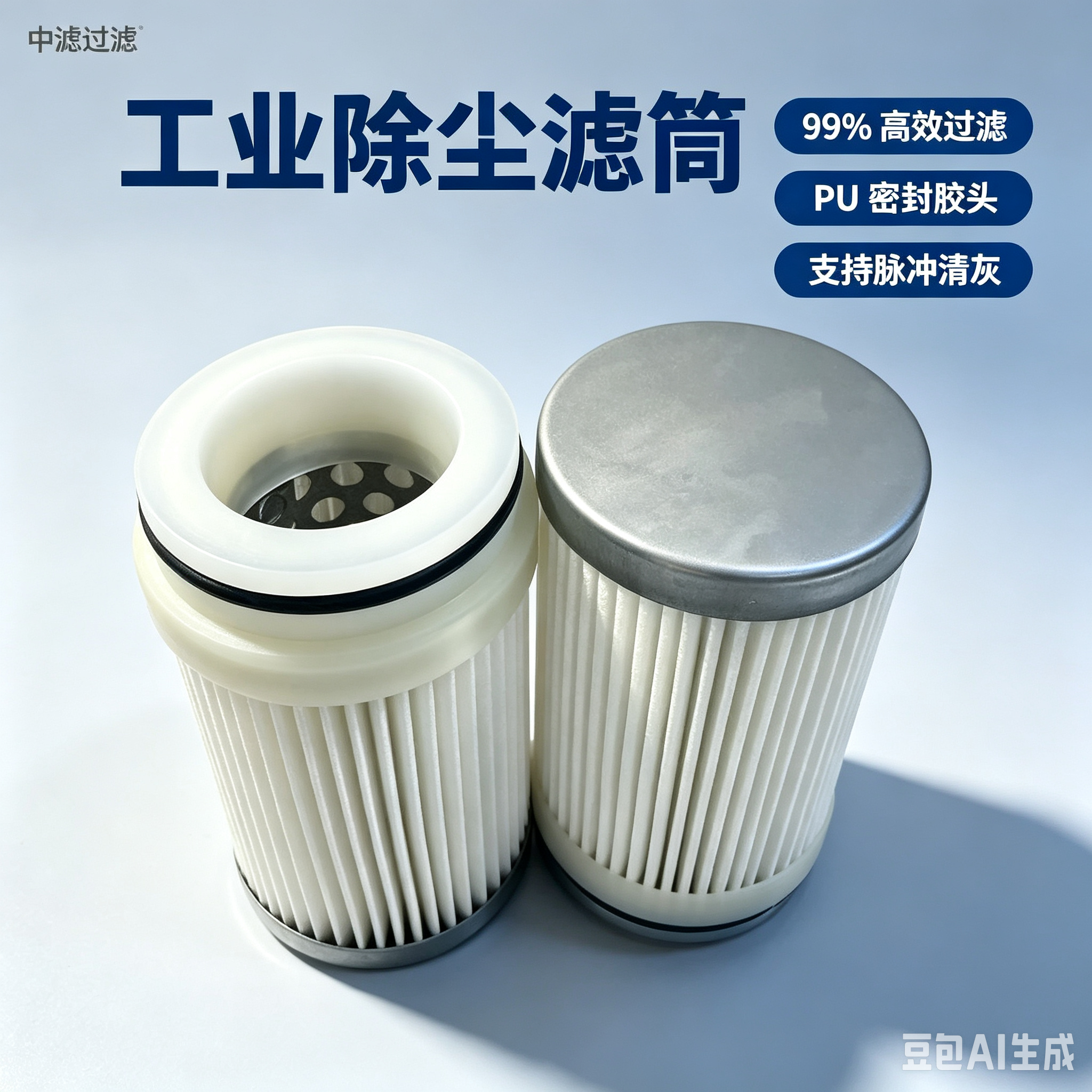 中滤过滤 源头厂家工业除尘滤筒 脉冲清灰粉尘回收滤芯 打磨矿山木工集尘过滤筒可定制