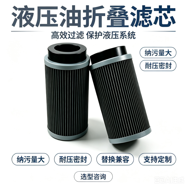 中滤科技 液压折叠滤芯  玻纤折叠滤芯 液压站专用滤筒 工程机械液压滤芯 精密过滤折叠滤芯