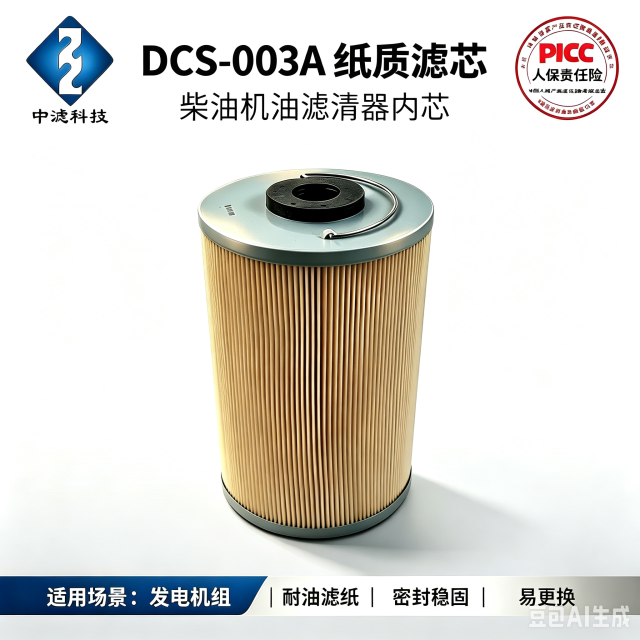 厂家直供 DCS-003A 筒式纸质滤芯 小型柴油机滤清器内芯 中滤科技可 OEM