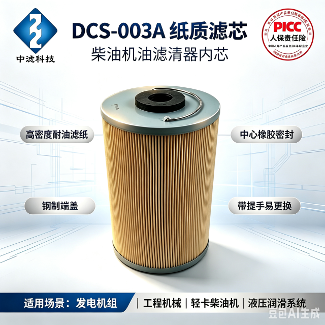 中滤科技 DCS-003A 燃油滤芯 小型柴油机润滑油过滤纸芯 可替换内芯滤清器