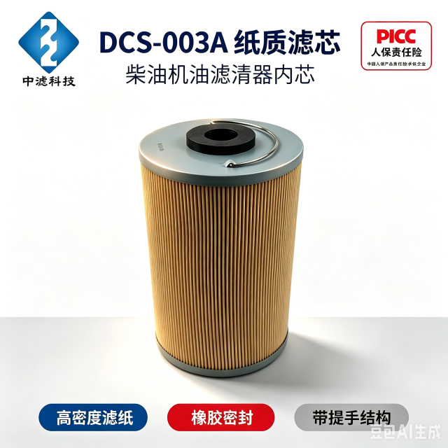 中滤科技 DCS-003A 纸质机油滤芯 小型柴油发电机组滤清器内芯 PICC 承保