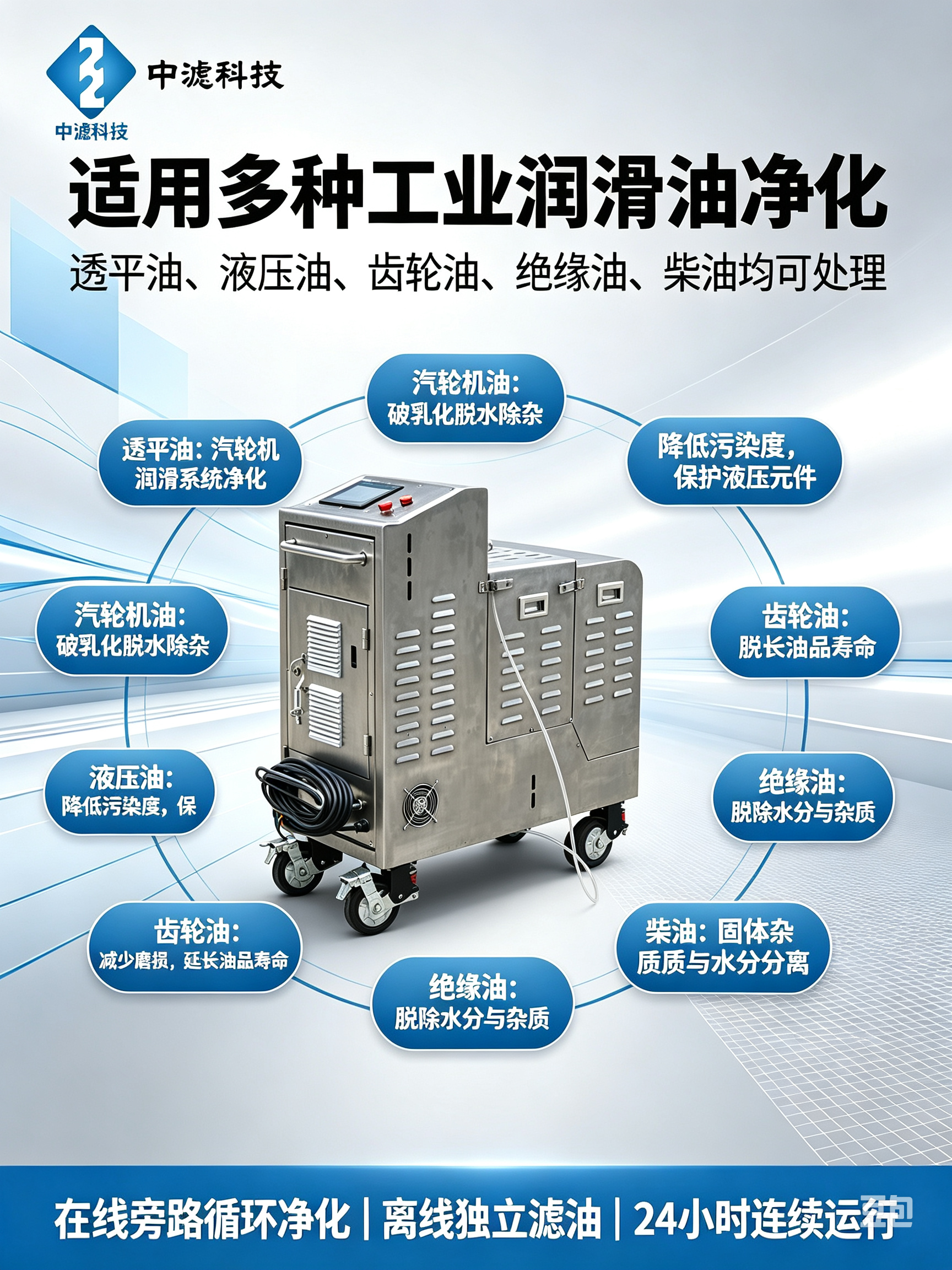 智能触控离心净油机 工业润滑油破乳脱水滤油机 减震移动款离心式净油装置