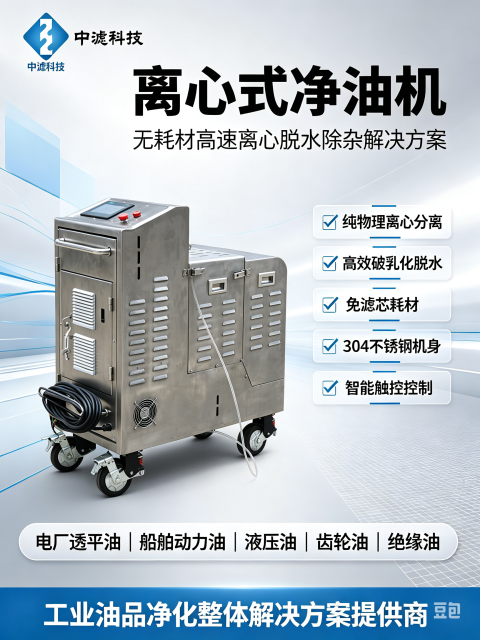 智能触控离心净油机 工业润滑油破乳脱水滤油机 减震移动款离心式净油装置