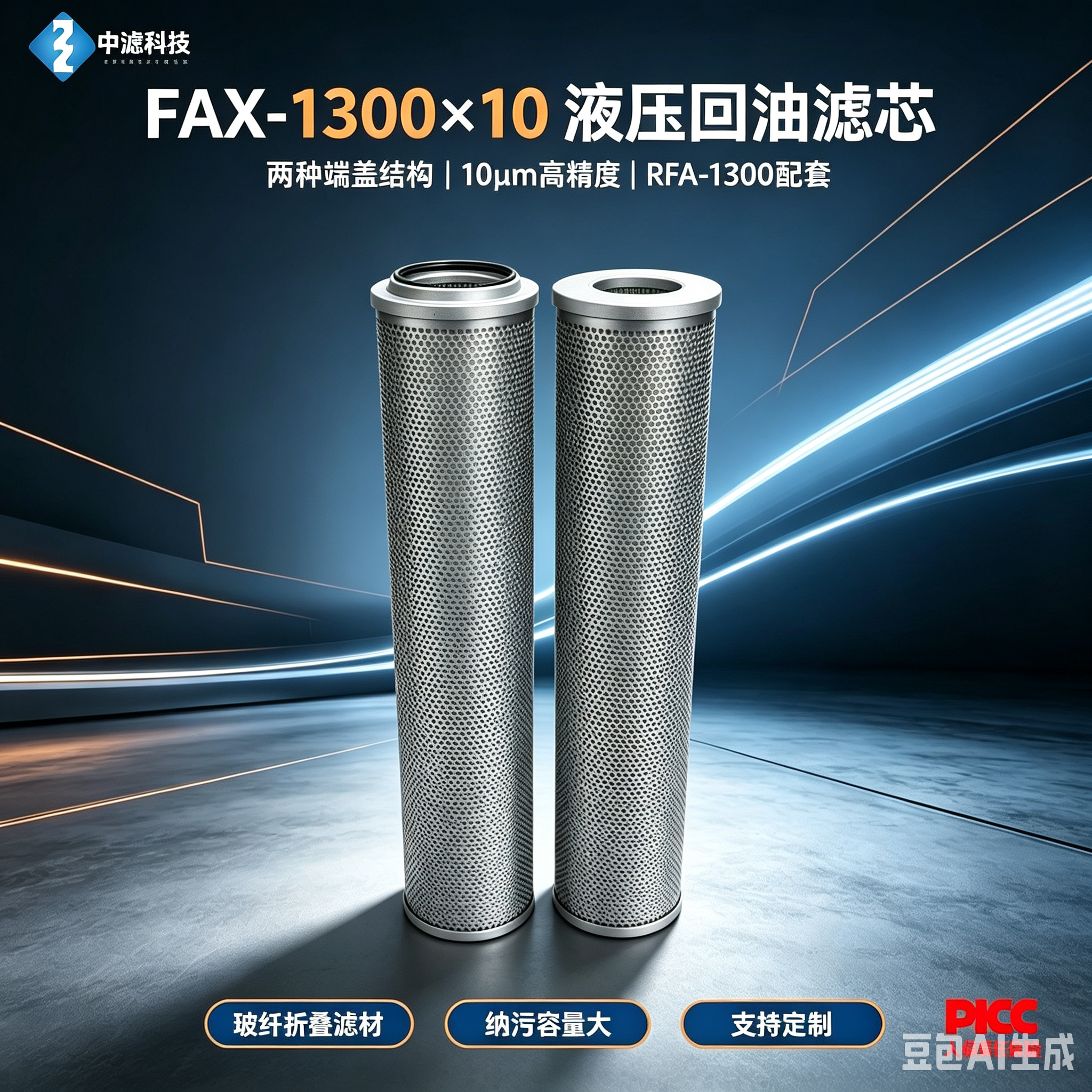 中滤科技工业液压滤芯 FAX-1300×10 直回式过滤器配套滤芯 抗老化液压油滤芯
