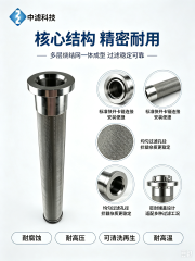 中滤科技  316L 多层烧结金属滤网 卡箍接口不锈钢滤筒 化工液体精密过滤滤芯