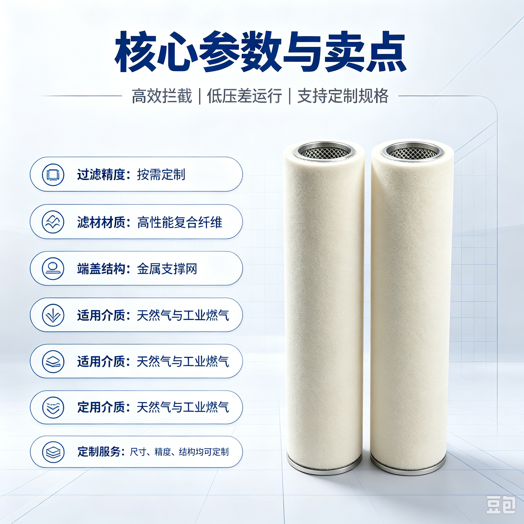 中滤科技天然气聚结分离滤芯 航空玻纤油水分离过滤芯工业管道除杂滤芯