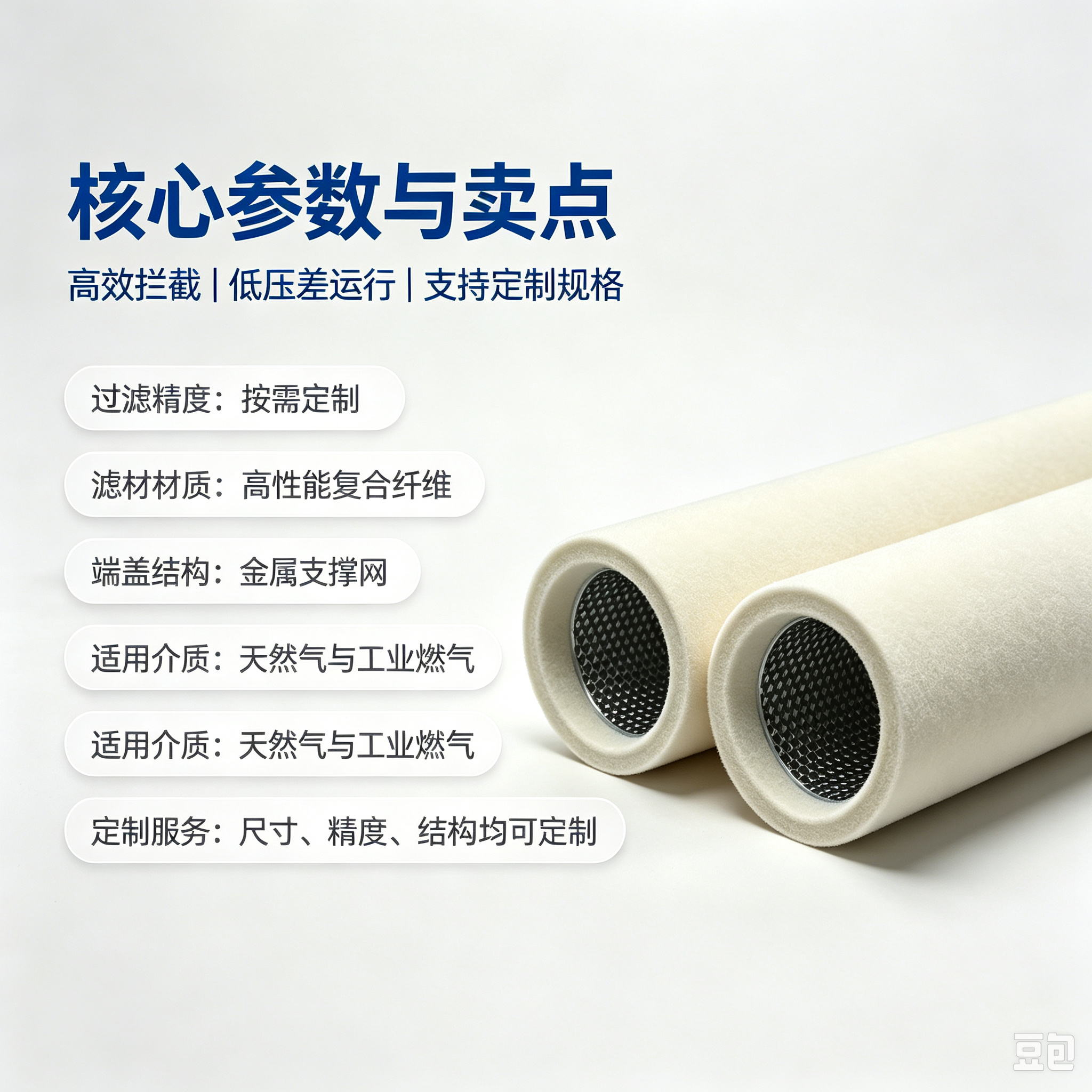 中滤科技 定制尺寸聚结分离滤芯 航空级滤材燃油脱水除杂质工业精密过滤元件