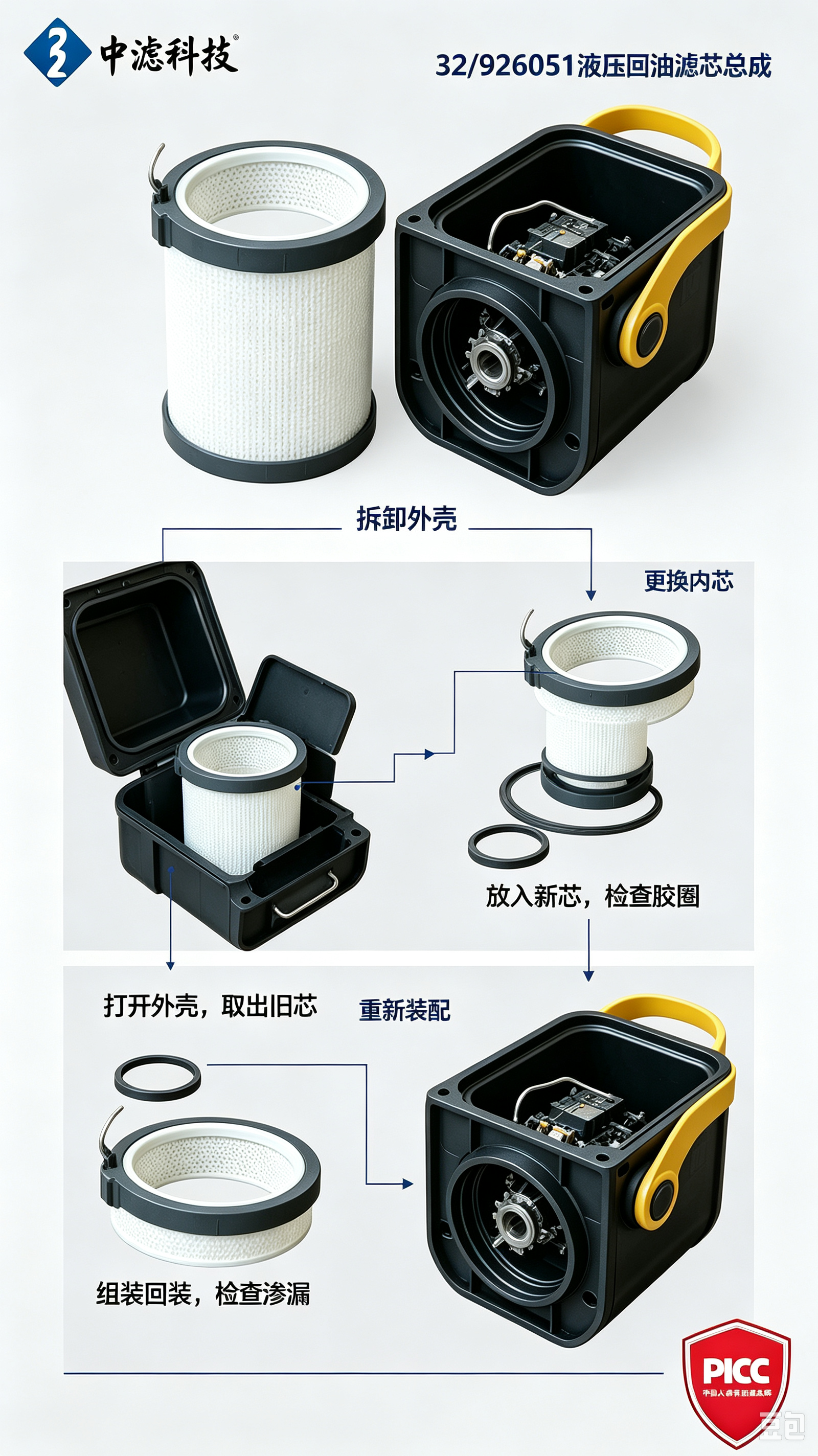 中滤科技 32/926051 液压回油滤芯 适配 JCB 3CX 4CX 挖掘装载机 回油过滤器总成